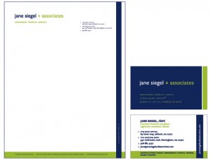 Jane Siegel & Associates, Financial Advisors: Logo & Stationery System